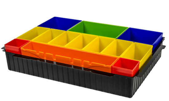 Insert with coloured compartments